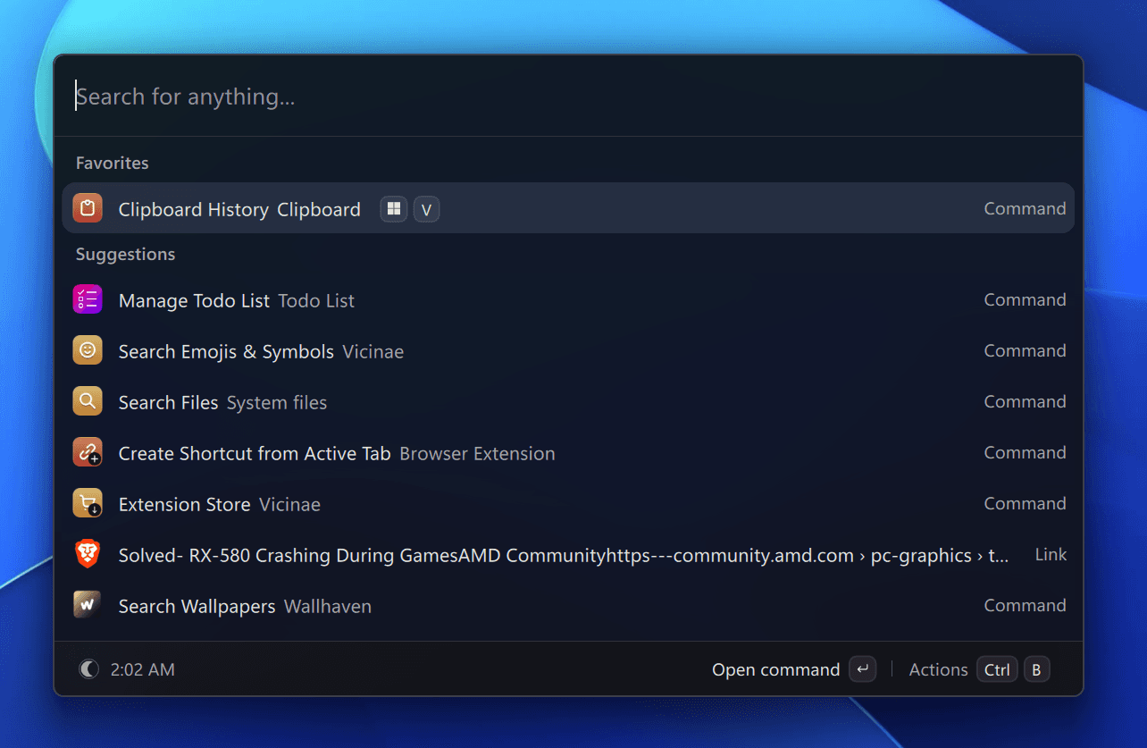 Vicinae launcher on Windows